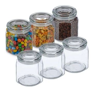 Komplektā 6 caurspīdīgi konteineri beztaras produktiem 14,5x13,5x13,5cm, 1,3L.