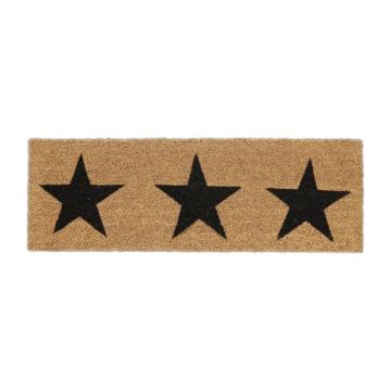 Durvju paklājiņš "Stars" 75x25 cm., gaiši brūns/melns
