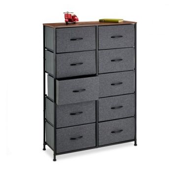 Kumode ar 10 nodalījumiem 120x85,5x30cm., pelēka/brūna/melna