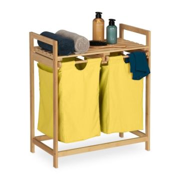Vannas istabas plaukts ar veļas grozu 73x64x33cm, dzeltens/gaiši brūns