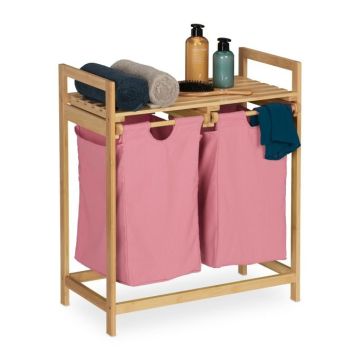 Vannas istabas plaukts ar veļas grozu 73x64x33cm, rozā/gaiši brūns