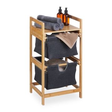 Vannas istabas plaukts ar veļas grozu 73x36,5x33cm, gaiši brūns/pelēks