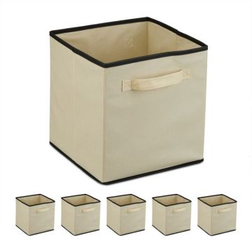 Набор из 6 коробок для хранения 29x27,5x27см., бежевый/черный.