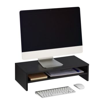 Monitora statīvs ar plauktu 14,5x54x25,5cm., melnā krāsā