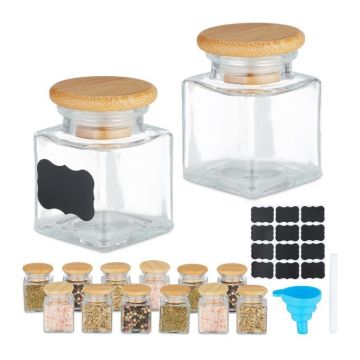 Komplektā 14 caurspīdīgas garšvielu burciņas 6x4,5x4,5cm, gaiši brūnas