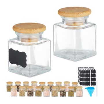Komplektā 20 caurspīdīgas garšvielu burciņas 6x4,5x4,5cm, gaiši brūnas