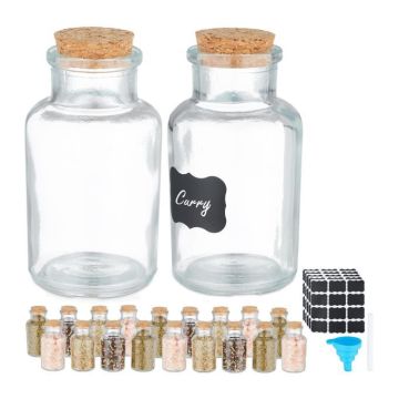 Komplektā 20 caurspīdīgas garšvielu burciņas 11x5,5cm, gaiši brūnas