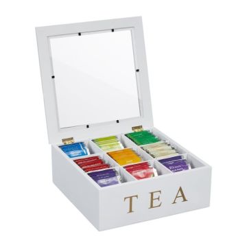 Tējas maisiņu organizators 9x23,5x23,5cm., balta/zelta krāsa