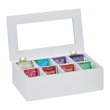 Tējas maisiņu organizators 9x28x16cm., baltā krāsā