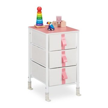 Bērnu kumode ar 3 nodalījumiem 61.5x36x40.5cm., rozā/balta