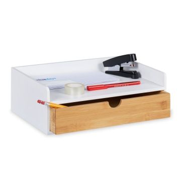 Rakstāminstrumentu organizators ar 1 nodalījumu 11x32x22 cm., balts/gaiši brūns