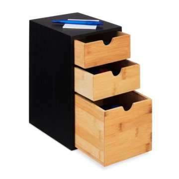 Rakstāminstrumentu organizators ar 3 nodalījumiem 28x17x21,5 cm., melns/gaiši brūns