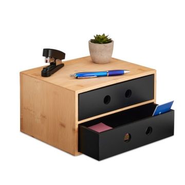 Rakstāminstrumentu organizators ar 2 nodalījumiem 15x25x20 cm., gaiši brūns/melns