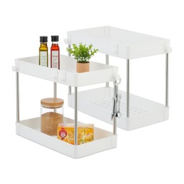 Komplektā 2 iebūvētie virtuves plaukti 32x40x22cm., sudraba/balta
