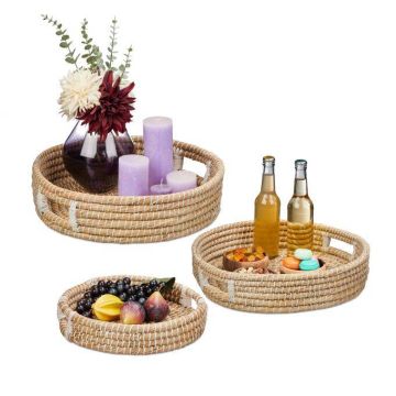 3 paplāšu komplekts, gaiši brūns/balts