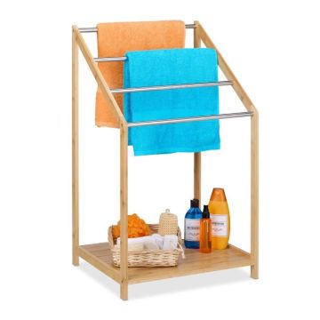 Вешалка для полотенец 86x51x43,5см., цвет светло-коричневый/серебристый
