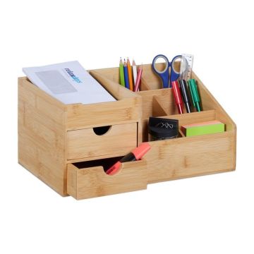 Rakstāminstrumentu organizators ar 2 nodalījumiem 15,5x33x20,5 cm., gaiši brūnā krāsā