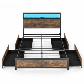 Divvietu gultas rāmis 216x144x102cm, brūnas/melnas krāsas