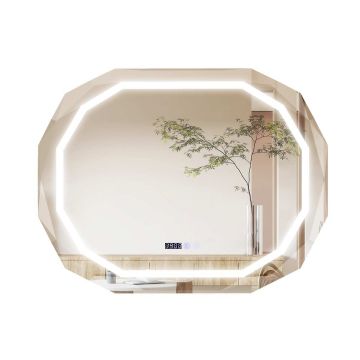 Led sienas spogulis 91,5x71x0,5cm, baltas/sudraba krāsas