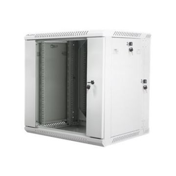 19 collu sienas rack skapis Lanberg WF02-6612-10S, 12U, divu sekciju, Pelēka
