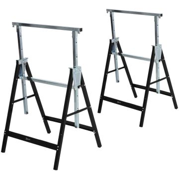 2 zāģu statīvu komplekts Durhand 68x56x130cm, melns/sudrabains