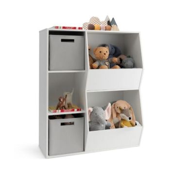 Bērnu plaukts 77x29x93,5cm, baltas/pelēkas krāsas