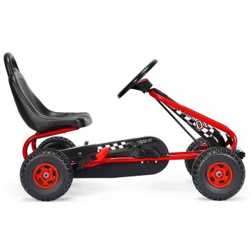 Bērnu pedāļu kartings 92x50x53cm, melnas/sarkanas krāsas