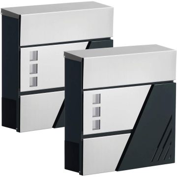 Комплект из 2 почтовых ящиков 10,5x37x37 см., черно-серые