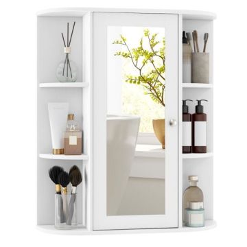 Sienas vannas istabas skapis ar spoguli 60x16,5x70,5cm, baltas krāsas
