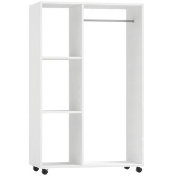 Atvērta drēbju skapis Homcom 80x40x128cm, baltas krāsas