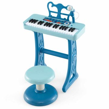 Bērnu rotaļu pianīns ar krēslu, zili baltā krāsā