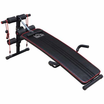 Daudzfunkcionāls treniņu sols Homcom 137,5x55,5x68cm, melnas/sarkanas krāsas