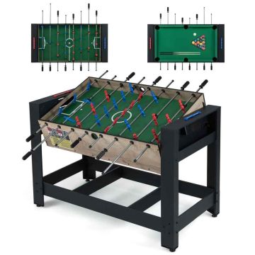 Игровой стол 2 в 1, Настольный футбол и бильярд, 122 × 81 × 60 см