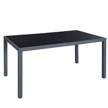 Liels dārza galds ar pelēku stiklu 150x90x73cm