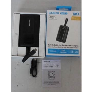 Pārnēsājamā baterija Anker A1688H11, ar iebūvētu USB-C kabeli