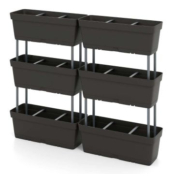 Komplekts no 6 ziedu podiem 49x16x16cm, melnas krāsas