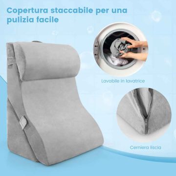3 dalių pleišto formos pagalvių rinkinys, ergonomiškas, pilkas