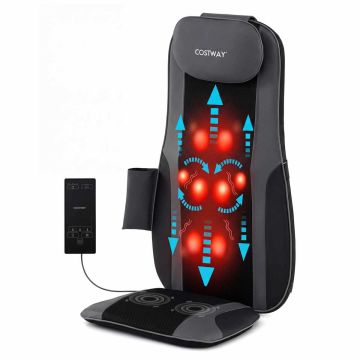 3D Shiatsu Back Massager with Heat Therapy, 4 Massage Nodes, Vibrating Seat