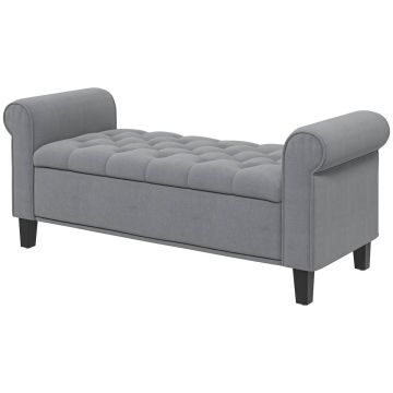 Mīksts sols ar uzglabāšanas kasti Homcom 126x48.5x57cm, pelēks/melns
