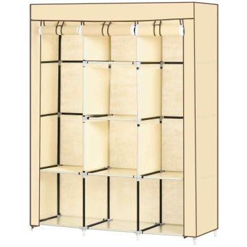 Auduma skapis Homcom 125x43x162,5cm, smilšu/melnas krāsas