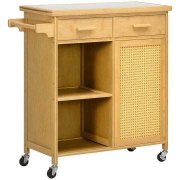 Virtuves ratiņi Homcom 84x36x85cm, gaisvi brūnas krāsas