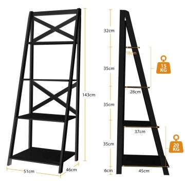 4-tier A-shaped shelf, MDF, black
