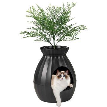 Кошачий туалет 50x50x59см, черного/зеленого цвета