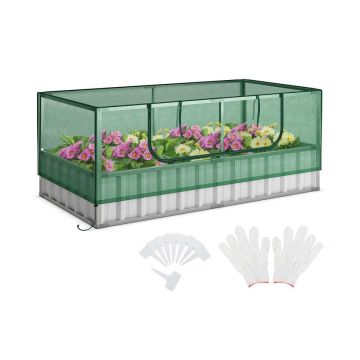 Pacelts dobju rāmis ar siltumnīcas vāku 174x90x70cm, sudraba/zaļā krāsā