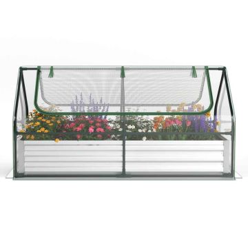 Paceltā dobe ar siltumnīcas vāku 180x90x91cm, sudraba krāsā