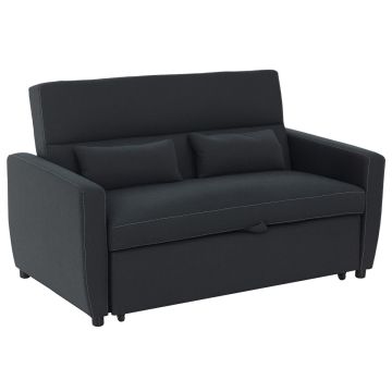 Dīvāns-gulta Homcom 155x90x88,5cm, melnas krāsas