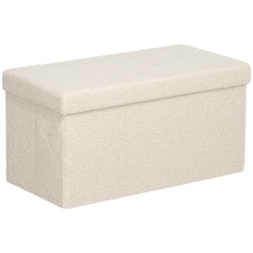 Mīksts sols ar mantu kasti Homcom 76x38x38cm, krēmkrāsas