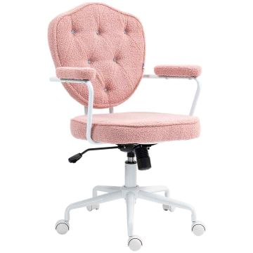 Biroja krēsls Homcom 63x61,5x101cm, rozā/balts