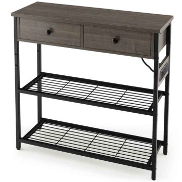Konsoles galdiņš 81x30x81cm, tumši pelēks/melns