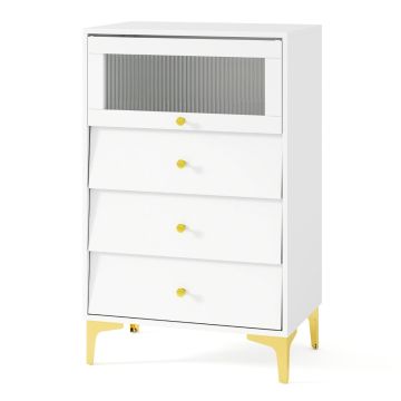 Kumode 60x40x95,5cm, baltas/zelta krāsa